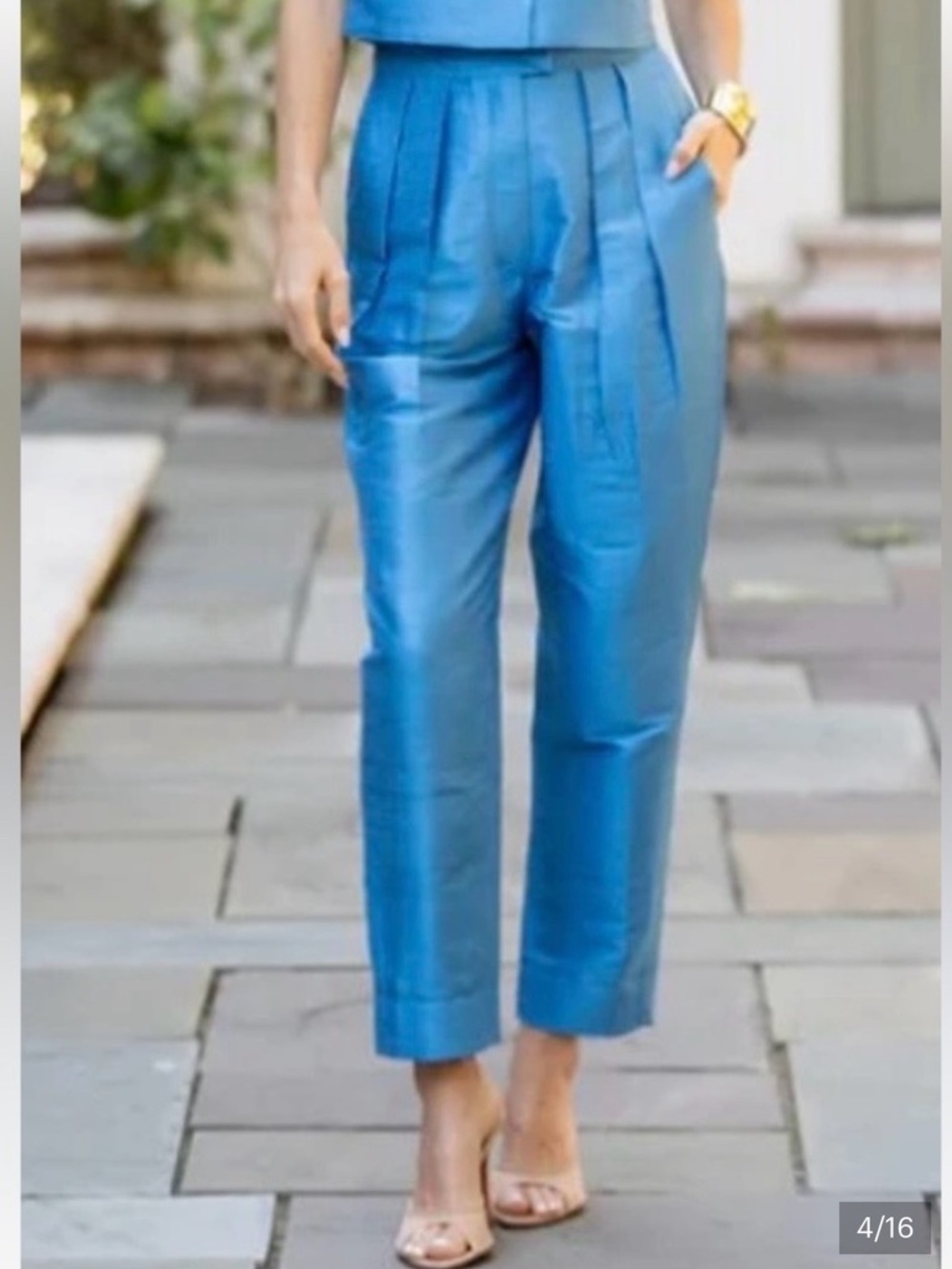 Julia Amory Cropped Dupioni Silk Pants in rust - Picture 2 of 7